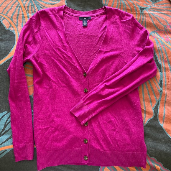 GAP Fuchsia Button Front Cardigan Sz S - WOW 🌺 - Picture 5 of 8